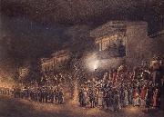 Sevak Ram,Patna A Marriage Proceesion at night oil on canvas